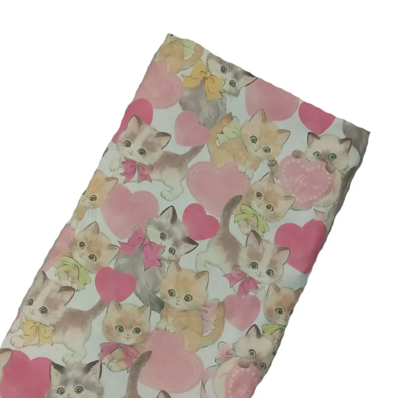 ViapHia 100% Cotton Cats Series Animal Printed  Cotton Fabric Sewing Cloth Dress Textile Tissue