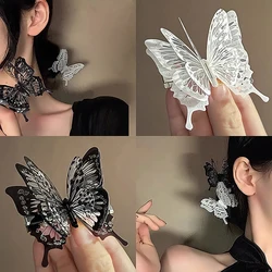 Small Black White Butterfly Hair Claw Clip Girls Vintage Elegant Hair Clamp Hairpin Headbands Fashion Korean Hair Accessories