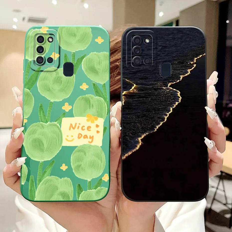 Lens Protective Case For Samsung Galaxy A21s Fashion Printing Soft Silicone Back Cover For Samsung A21S SM-A217F Phone Cases
