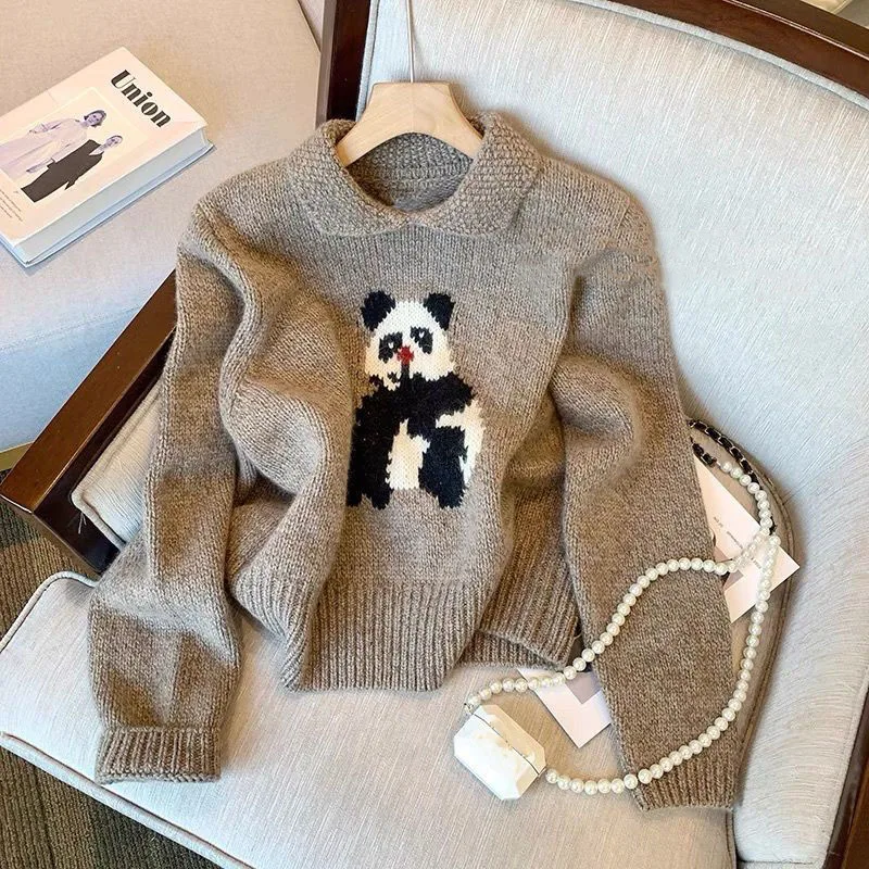 Cute cartoon knitwear women sweater pullovers autumn winter soft knit jumper sweater long sleeve casual women sweater