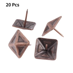 20Pcs 19*19mm Antique Upholstery Nail Tachas Jewelry Gift Box Door Sofa Furniture Decorative Tack Stud Pushpin Red Bronze