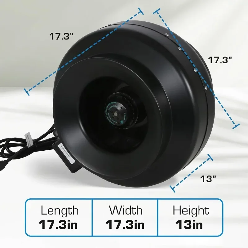 Hurricane Commercial Grade Inline Fan For Phresh & Black Ops Carbon Filters, Ideal-Air Ducting and Clamps