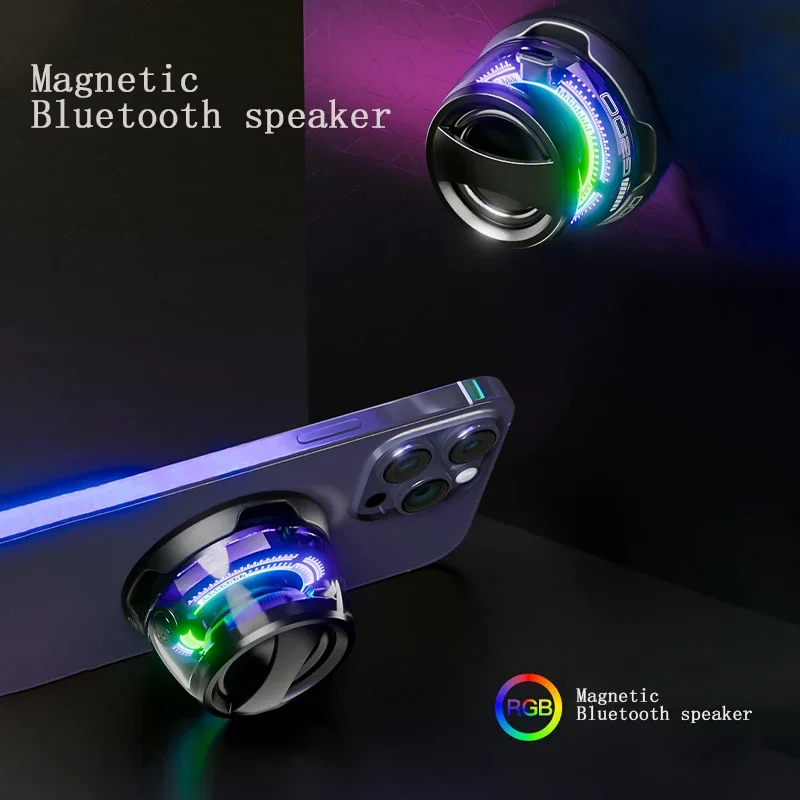 G200 2 قطعة بلوتوث مكبر صوت مغناطيسي RGB صندوق صوت صغير متعدد الوظائف المحمولة الاقتران اثنين من مكبرات الصوت LED أضواء حامل هاتف الهدايا