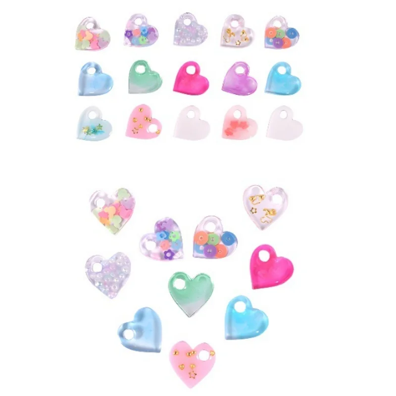 DIY liontin kristal epoksi cetakan Resin anting berbentuk hati dengan lubang cinta Hari Valentine coklat cetakan silikon