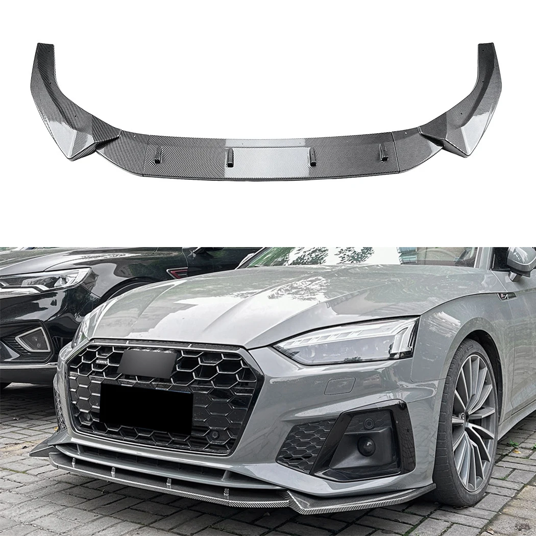 Car Front Bumper Lip Spoiler Diffuser Splitters Body Kit Aprons Cover Guard Trim For Audi A5 Sline S5 8W6 2021-2025