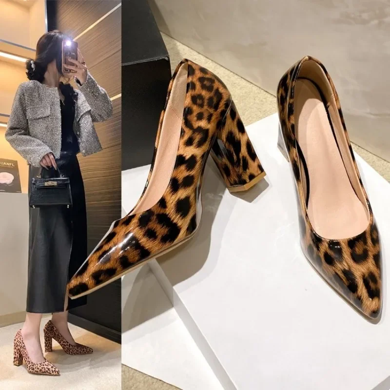 High Heels Women\'s 2024 New female Shoes Pointed Toe Shallow Mouth Shoes Woman Thick Heel Fashion sandals Large Size 42