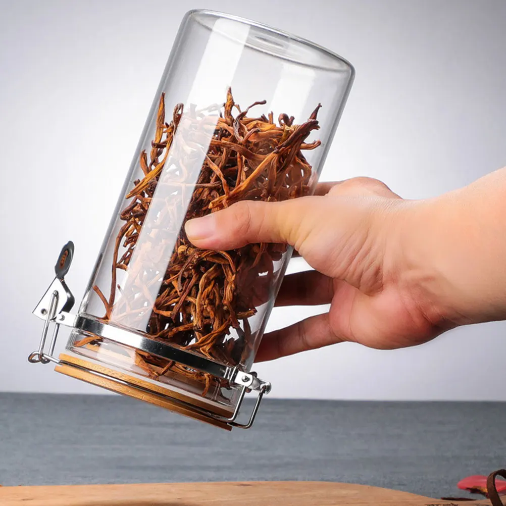 

Glass Storage Jar Food Containers Lids Dry Fruit Stainless Steel Sealed Cover Moisture Dust Clear Design Stable