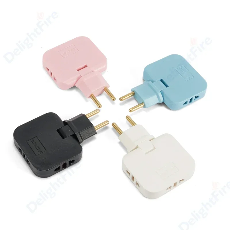 EU Plug Adapter Tee Socket Portable Foldable 3 in 1 CN US To EU KR FR European Travel Aadapter 2Pin 4.8mm AC Converter Outlet