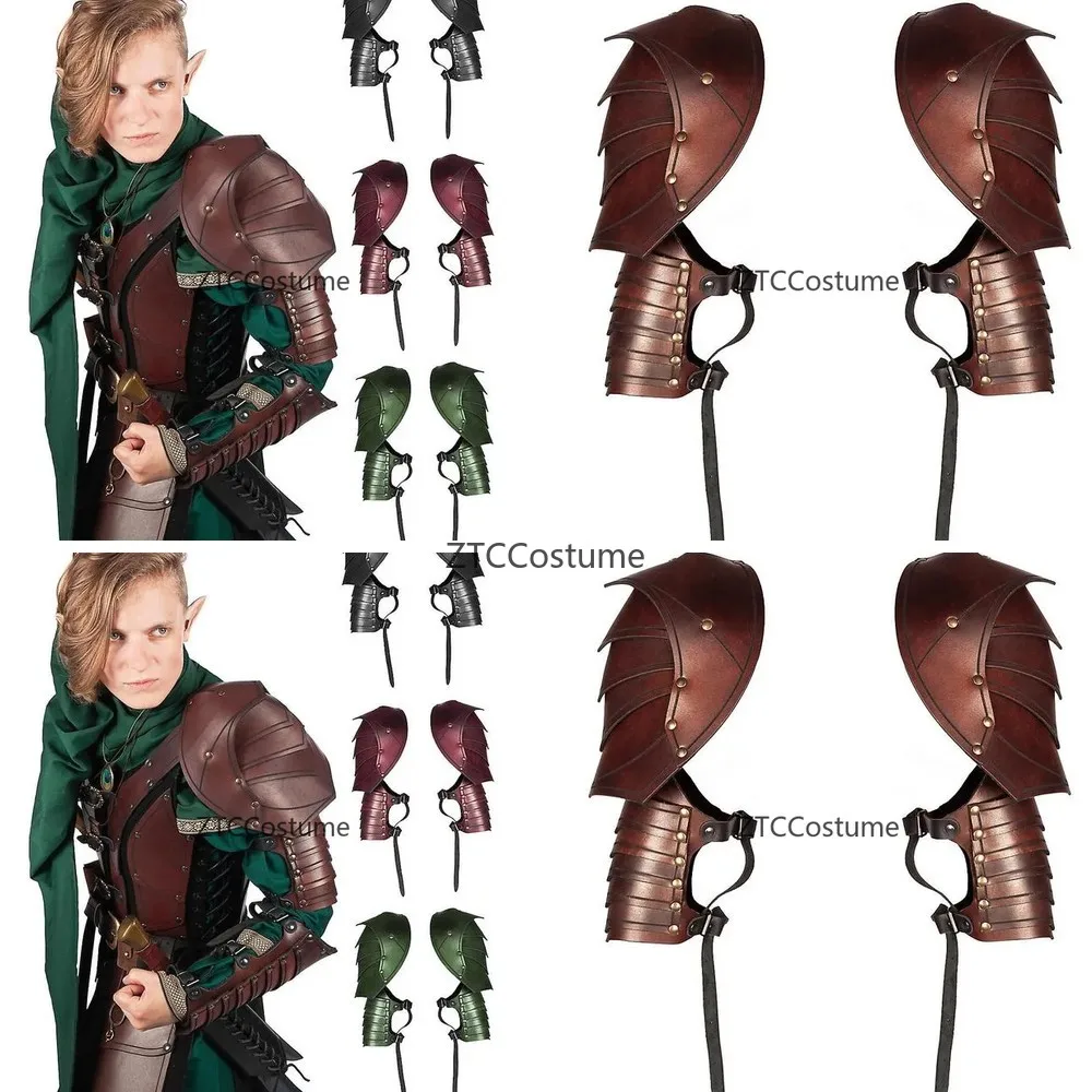 

Steampunk Faux Leather Adjustable Shoulder Armor Medieval Warrior Halloween Cosplay Costume Accessory for Adult