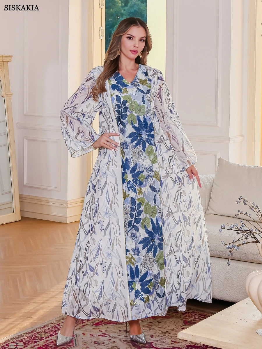 Vestido Abaya Musulmán Siskakia Estampado Floral - alternate angle