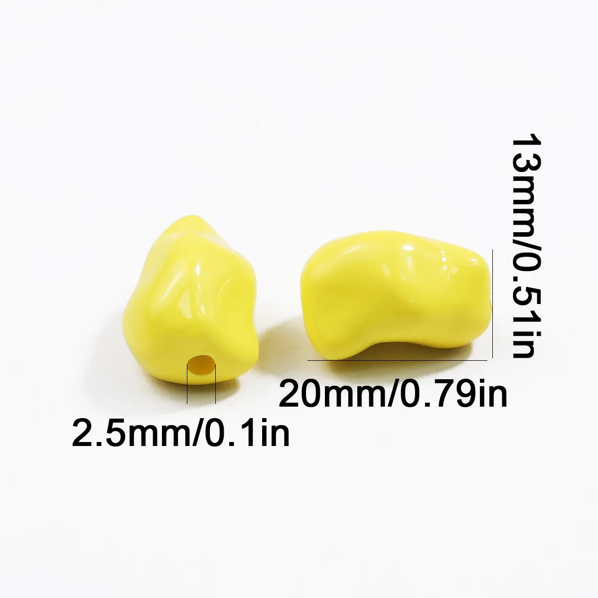 Chips acrílicos amarelos de 20x13mm – faça você mesmo feito à mão para fazer joias, cordas de contas soltas e acessórios