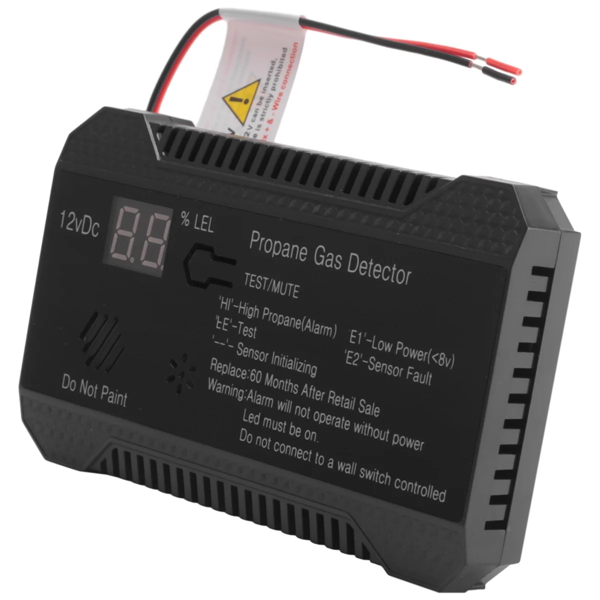 Détecteur de Propane 12V GPL, Capteur de Gaz Naturel, Alarme de Fuite, Sirène 85DB pour Voiture, Compteur Numérique de Propane (Noir)