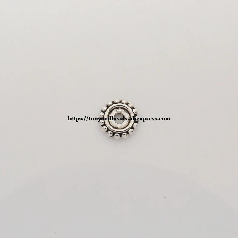 (50Pcs / Lot !) Zinc Alloy Tibetan Silver European Charm Connector Crimp End Beads Size 7.5mm HA5184B