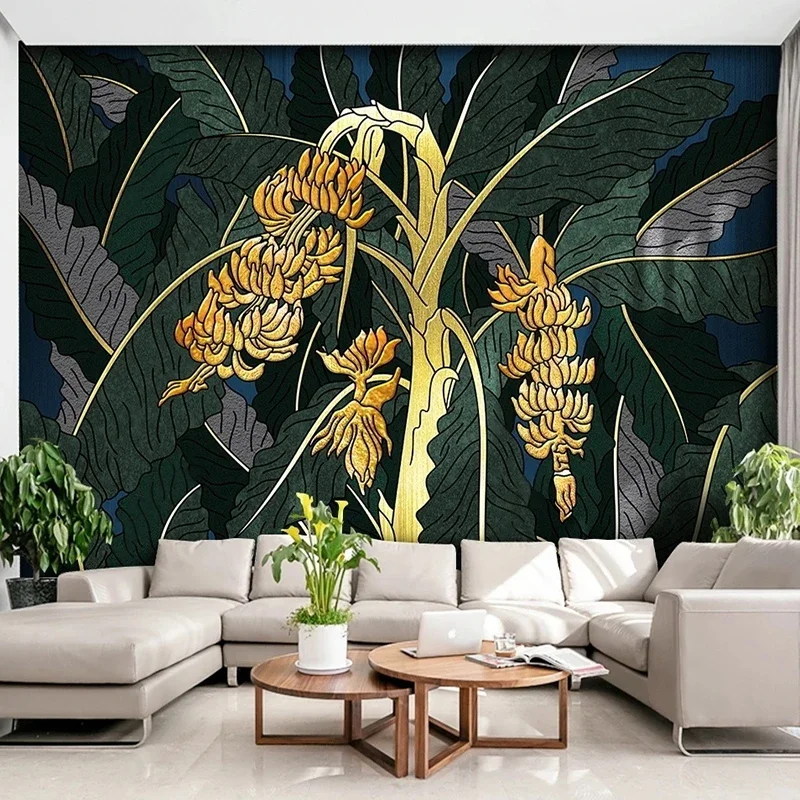 

Creative Tropical Golden Banana Tree Photo Mural Wallpaper Living Room TV Sofa Bedroom Home Decor Wall Cloth Papel De Parede 3D