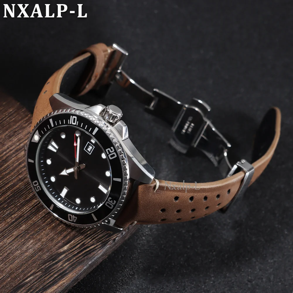 Butterfly Buckle Wristband Leather Watch Band 18 20mm 22mm for Seiko for Omega Strap Breathable Porous Men Women Sports Bracelet
