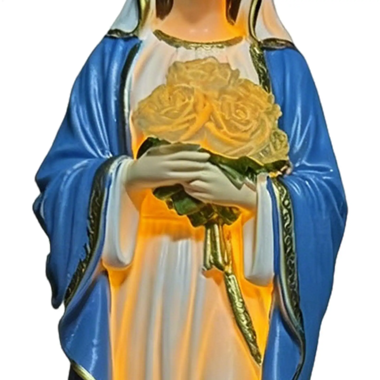Solar Virgin Mary Statue Outdoor Solar Powered Resin Figurine Decor Blessed Virgin Mary Figurine Outdoor For Outside Backyard