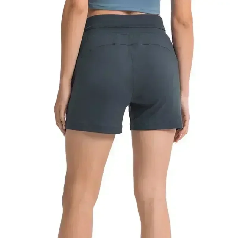 Limão-Lycra Material Calções Esportivos Femininos, Shorts de Corrida, Alta Elasticidade, Secagem Rápida, Corrida, Yoga, Tênis, Ventilação, Esportes