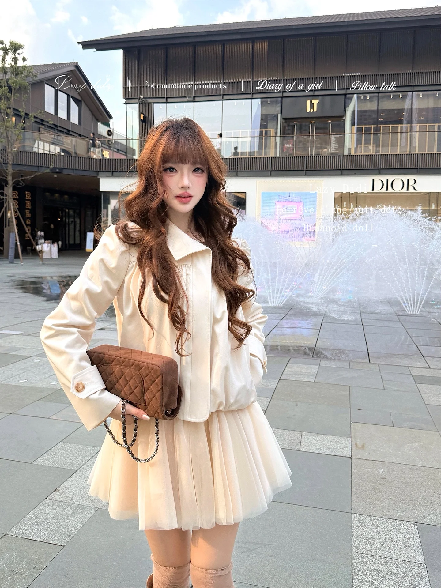 Slimming Morning Light Kyoto Mist A-Line Skirt Milk Apricot Tulle Half-length Women's High-waist Nylon No-stretch Zipper