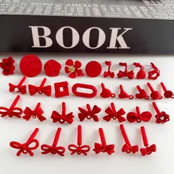 10pcs Red Color Earrings Connectors Butterfly Love Heart Flower Stud Earrings Base Earring Settings Diy Jewelry Making Findings