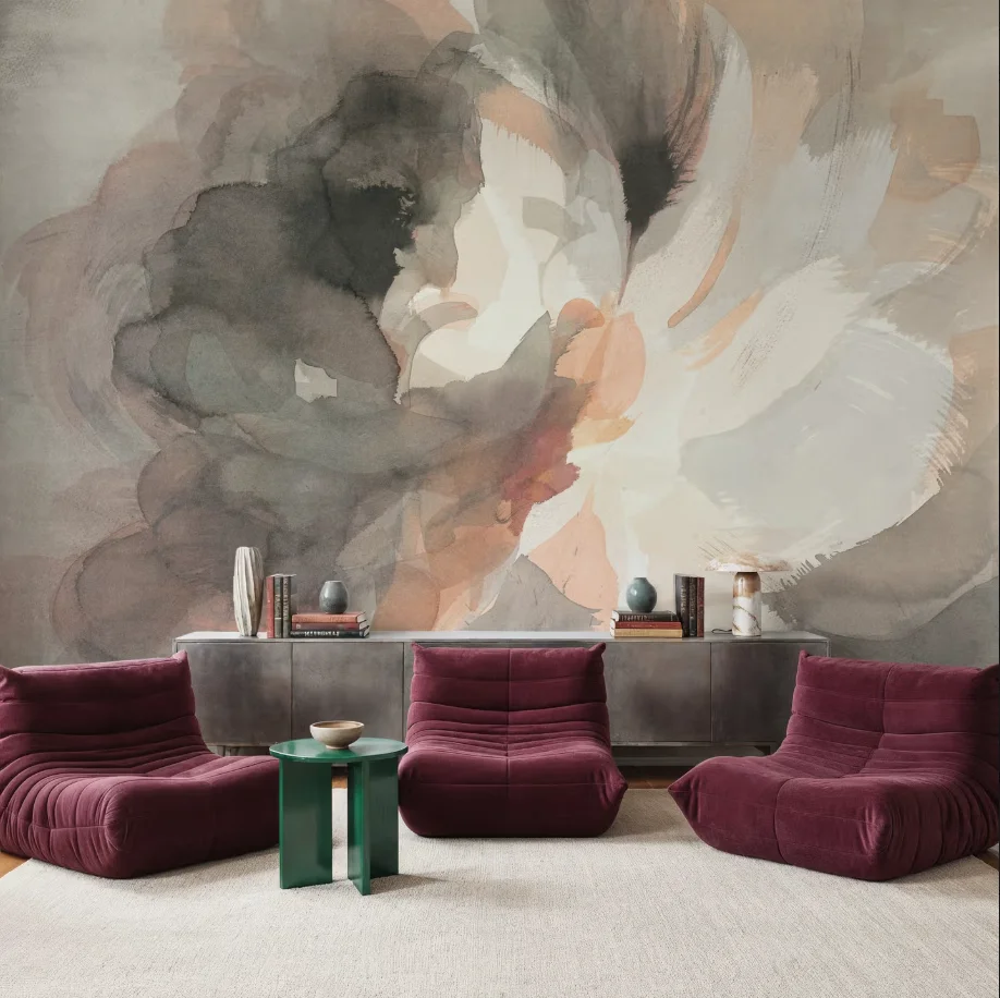 

Customized Size Mural Soft Watercolor Flower Wallpaper Painted Countryside Style Flower Wallpaper Decorative Painting 3d murals