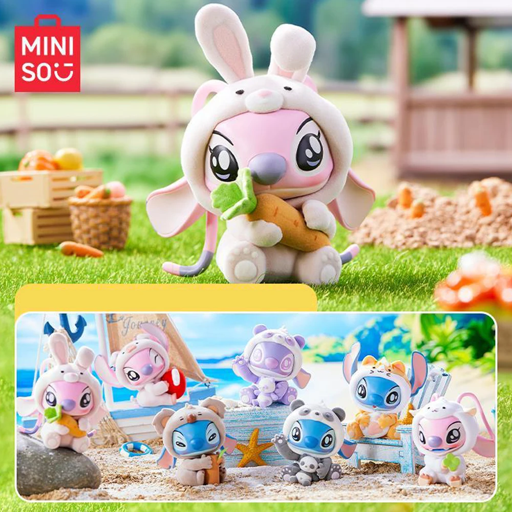 MINISO-Figurines Disney Anime, Stitch, Animal Party Series, Blind Box, Modèle Butter Toys, Ornements décoratifs de bureau, Cadeau d'anniversaire