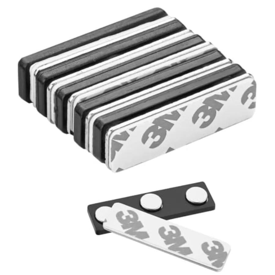 

5 Pack me Tag Magnets with 3 Neodymium Magnets and 3M Adhesive Backing for ID Badge Holders on Uniform Jats Black