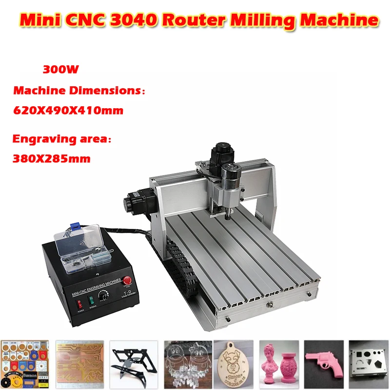 

Mini CNC 3040 T-DJ 3Axis 4Axis 300W CNC Router Engraver Milling Machine for Wood PCB Aluminum Carving