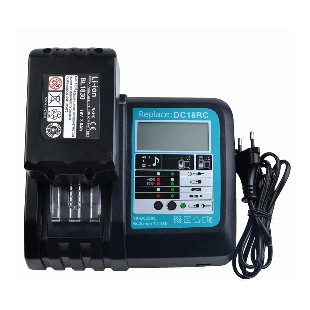 NEW DC18RC Li-ion Battery Charger For Makita 14.4V 18V BL1830 BL1820 BL1430 BL1860 BL1850 BL1840 Battery 3A Charging Current