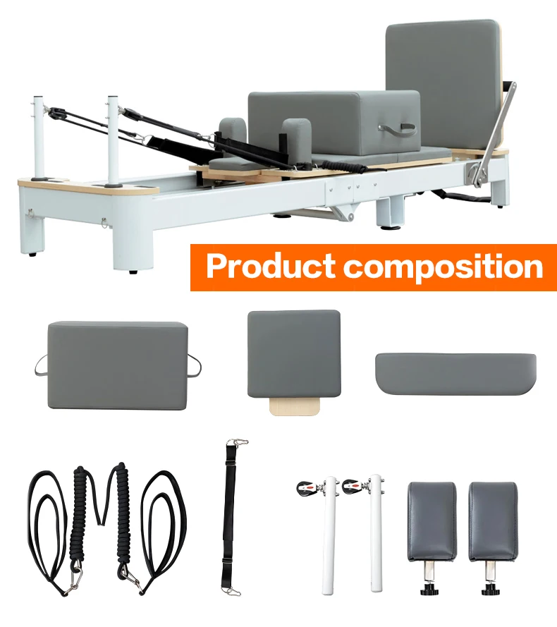 

Deren Aluminum Alloy Pilates Reformer Foldable Adjustable Fitness Equipment Body Workout Features Universal Use 3-Year F-6004