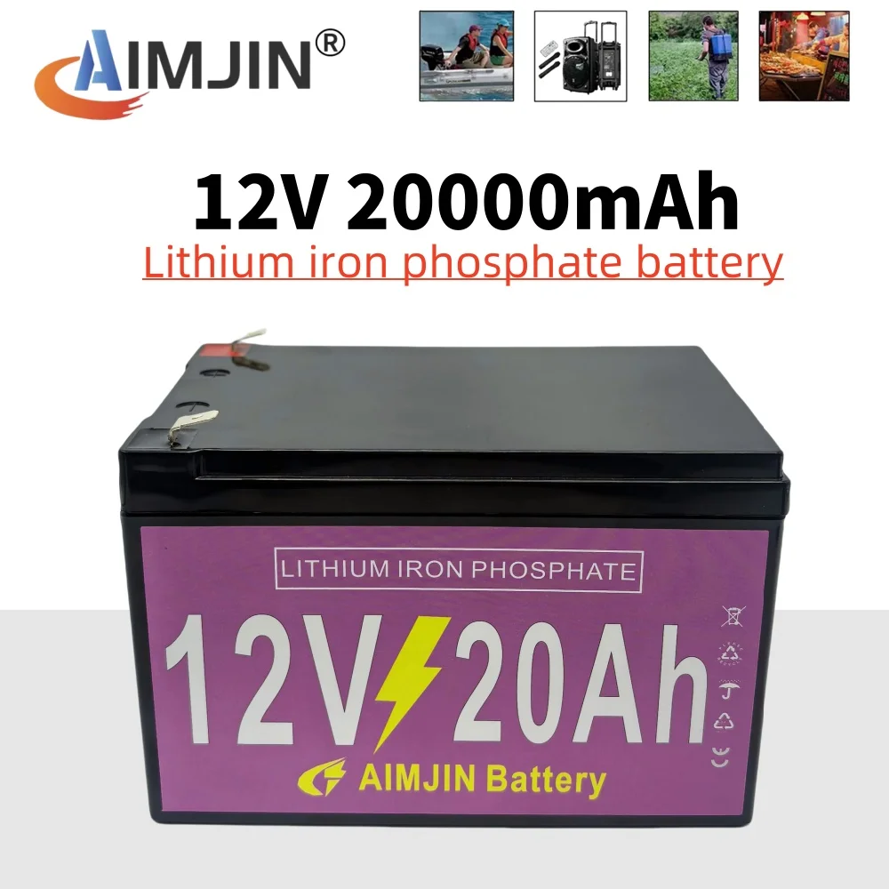 

12V 20Ah LiFePO4 Deep Cycle Battery 20A BMS for Solar Energy Storage Camping Power