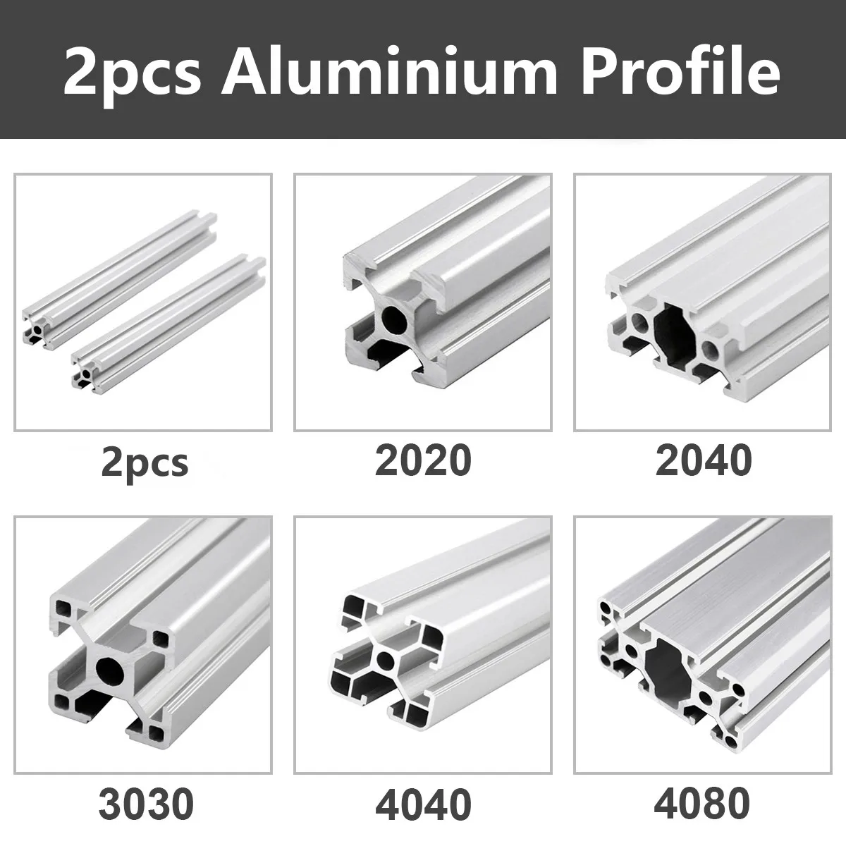 2 Stück 2020 2040 3030 T-Slot 6/8 mm Aluminiumprofil Eur Standard eloxierter Rahmen 200–1000 mm für CNC 3D-Drucker Teil Werkbankkamera