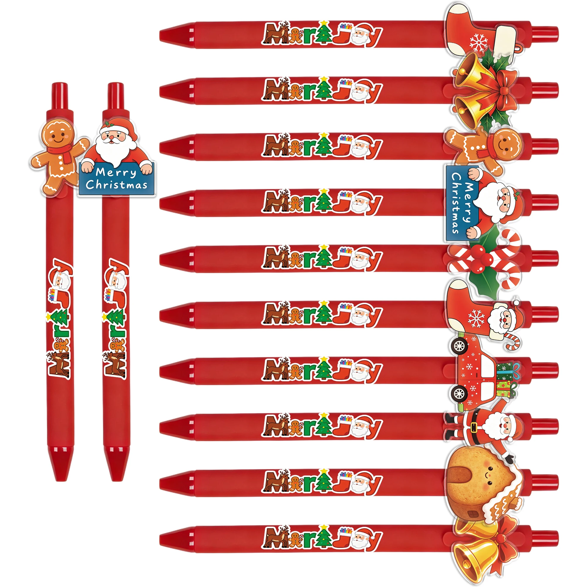 12PCS Christmas classic elements press the ballpoint pen pattern randomly