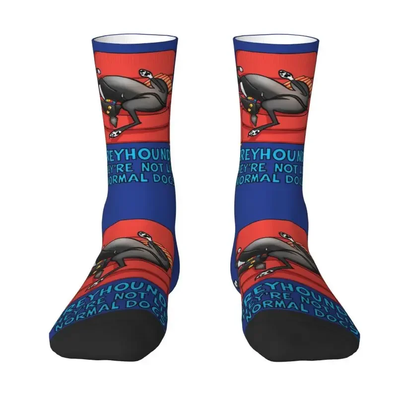 Whippet Greyhound Dog Cute Men's Crew Socks Unisex Cool 3D Print Sighthound Animal Dress Socks