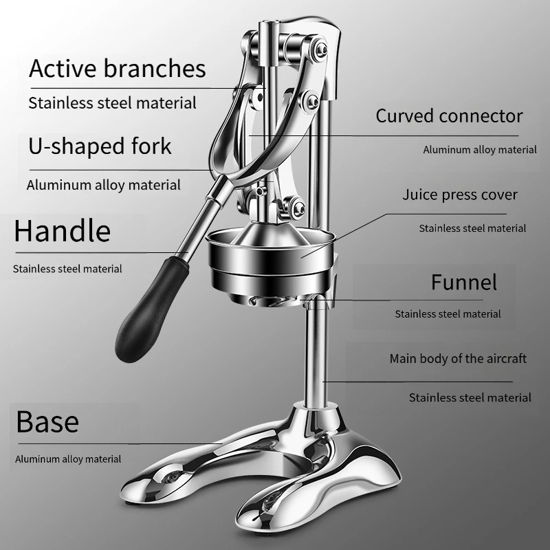 عصارة يدوية منفصلة من الفولاذ المقاوم للصدأ للاستخدام المنزلي عصير برتقال ليمون عصارة فواكه للتشغيل اليدوي للاستخدام التجاري