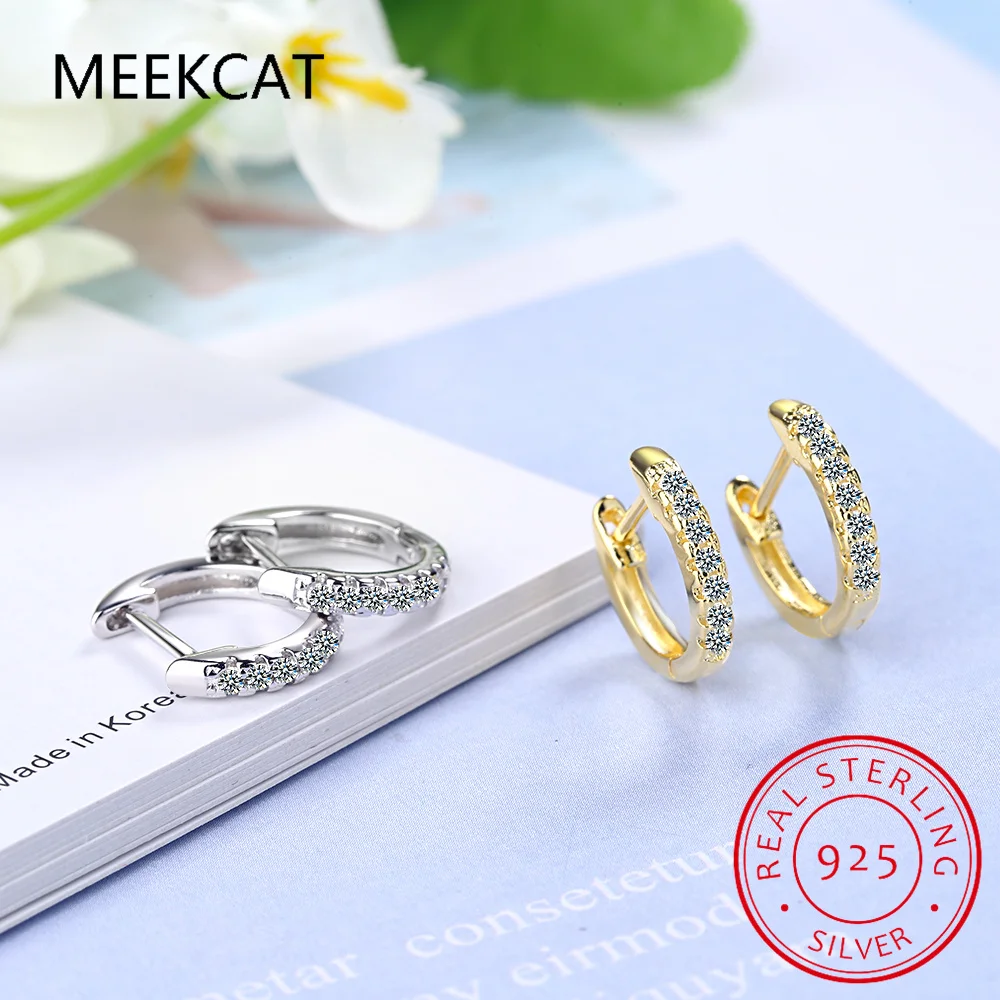 3/4mm 1/2CTTW Full Moissanite Hoop Earring for Women Sparkling Original 925 Sterling Silver Jewelry Lab Diamond Wholesale