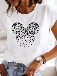 Mickey Mouse Lady Casual Graphic Women T-shirts Cartoon Top Y2K Sweet 90s Cute Clothing Tee Female Printed Fashion Clothes