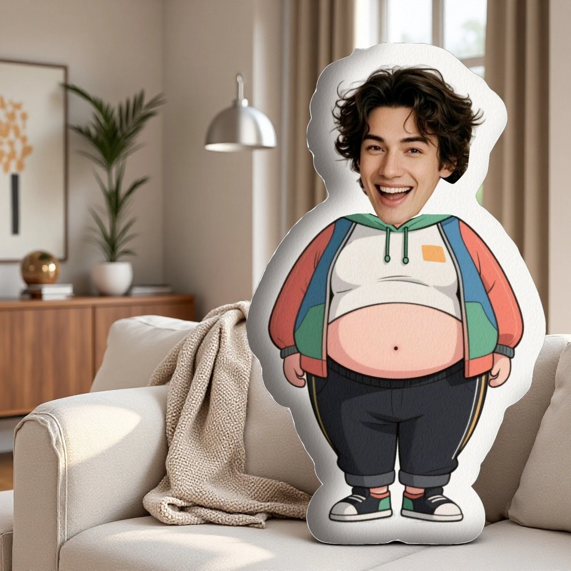 Customized Big Belly Male Portrait Home Pillow DIY Double sided Printed Cushion Fantastical Gift