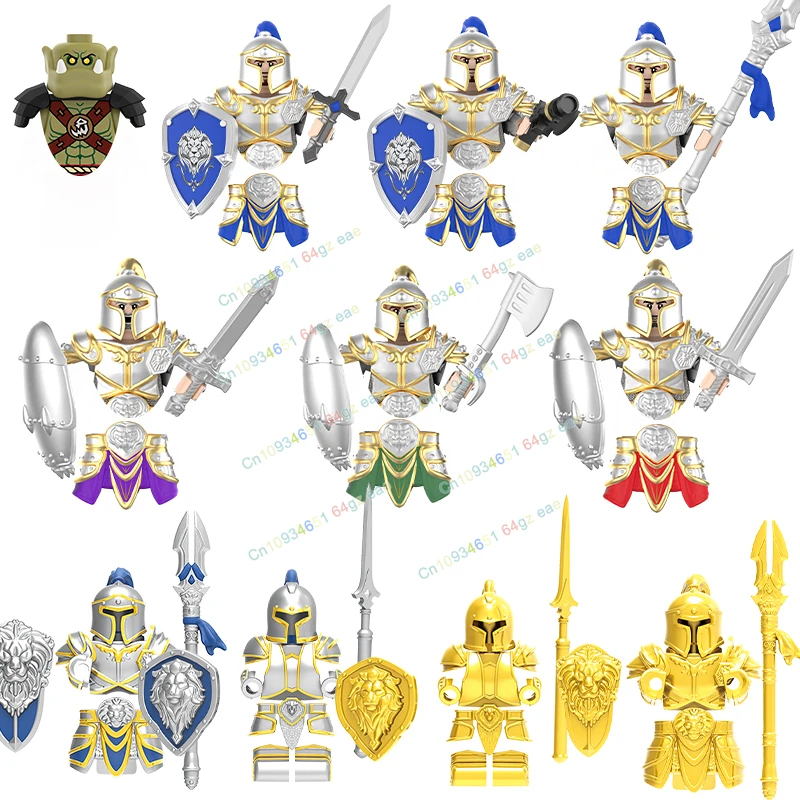 

MOC Stormwind City Guard action figures Orc Soldier Spear Armor Soldier Knight Model Building Blocks Toys DY306-312 DT8902 8901
