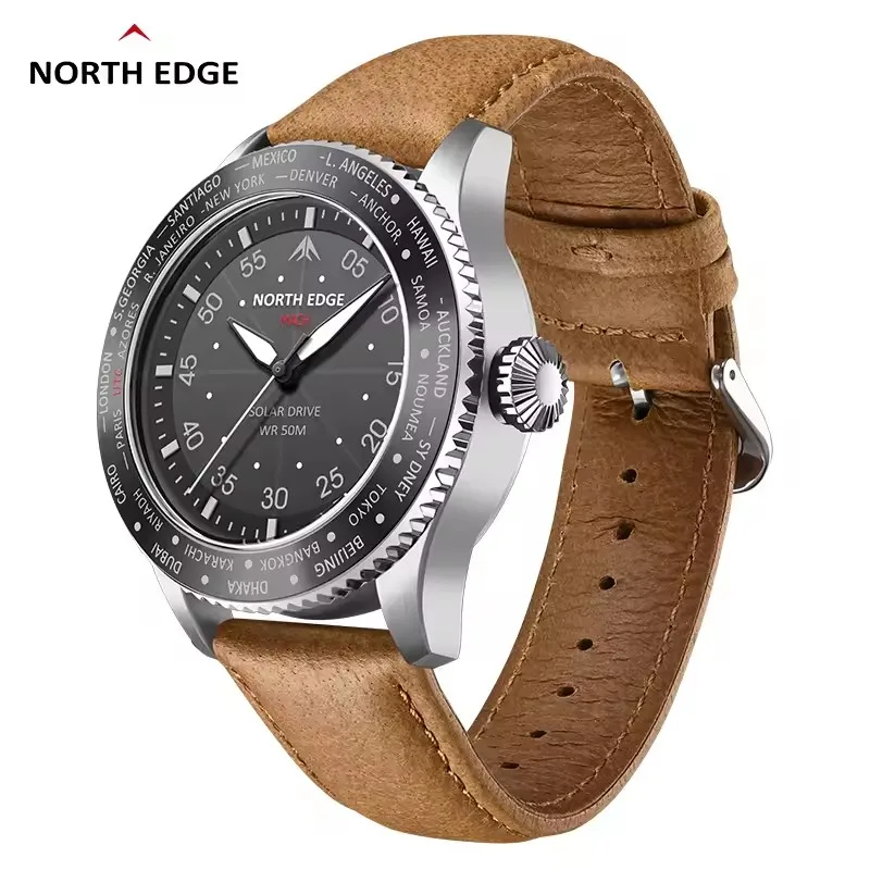 

NORTH EDGE MACH Спортивные кварцевые часы для мужчин на открытом воздухе Солнечная энергия Светящийся водонепроницаемый нейлоновый ремешок Модные мужские часы reloj hombre