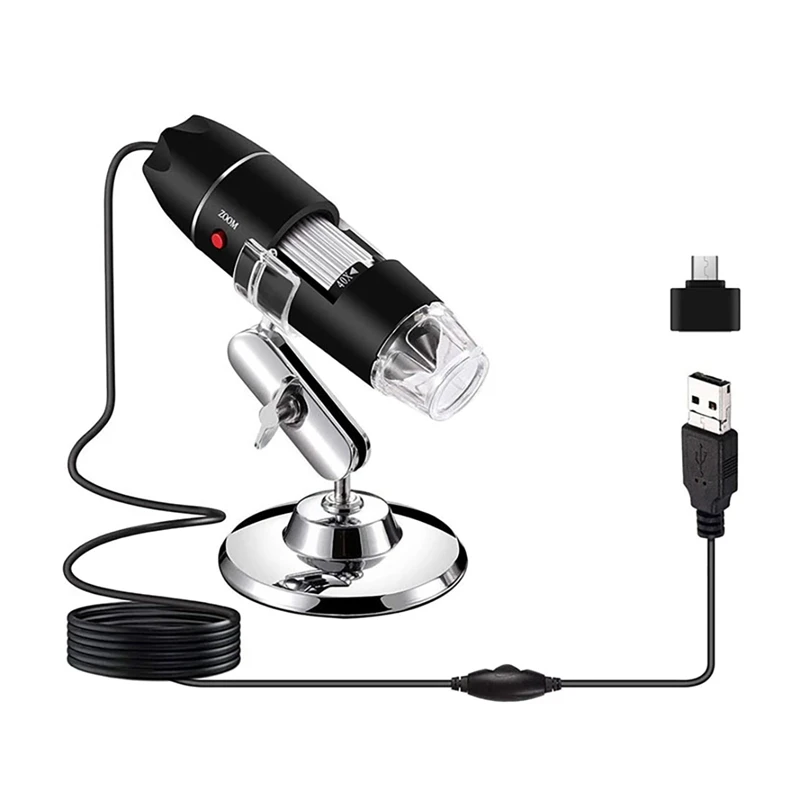 

3 In 1 USB Microscope 1600X Magnification 8 LED Portable Microscope Mini Endoscope With TYPE-C Conversion Head