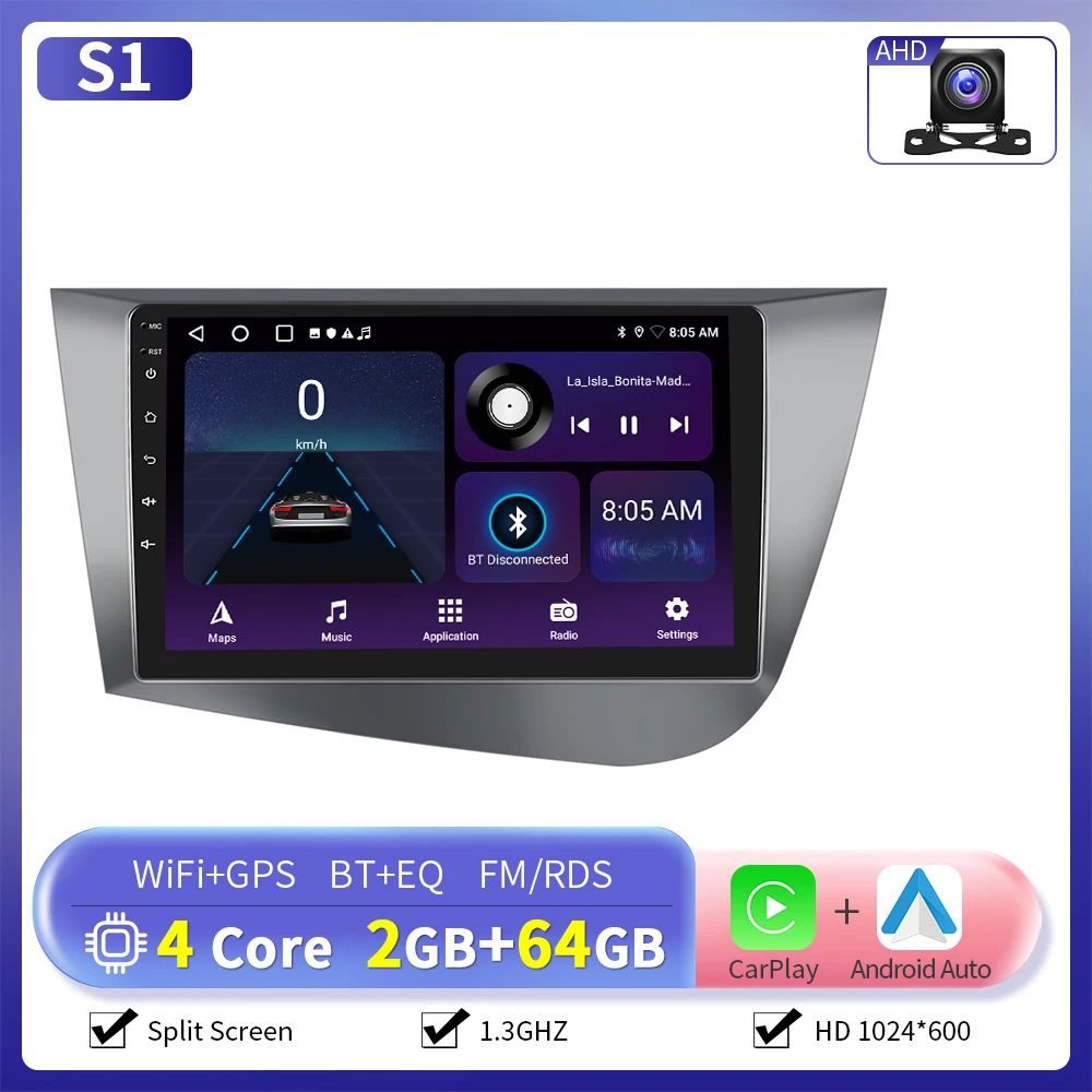 Camecho 6 + 128G Auto Radio Für SEAT LEON 2005-2012 (LHD) drahtlose CarPlay Android Auto Auto Intelligente Systeme 2 Din Autoradio GPS 3