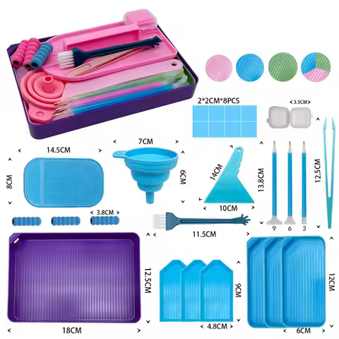 Diamond painting tool accessories, dot drilling tools, bead storage container, bead organizer box, clay kit, cross stitch kit