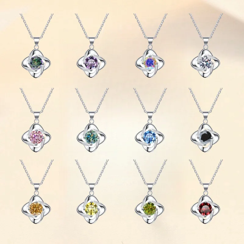 

Модный кулон в виде клеверного листа из стерлингового серебра 925 пробы — ретро-корейское однокаратное ожерелье с муассанитом, коллекция ювелирных изделий для wo