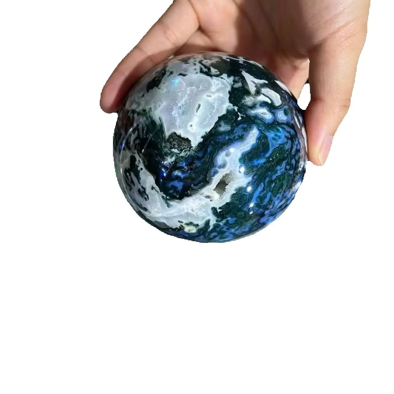 Rare! Natural Moss Agate Sphere, Energy Crystal, Home And Office Decoration, Gift, Demagnetization, Meditation, Collectible