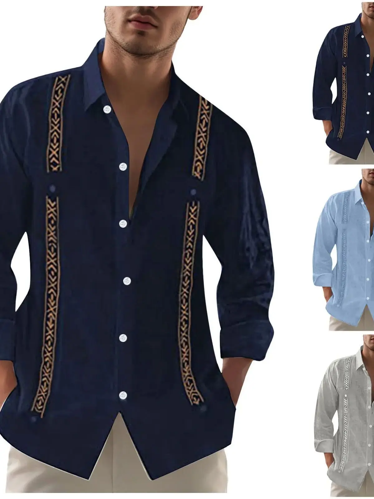 

Color Block Single Button Men's Shirt Fashion Urban Style Long Sleeve Polyester Polyester Fiber Unisex NonIron Processing