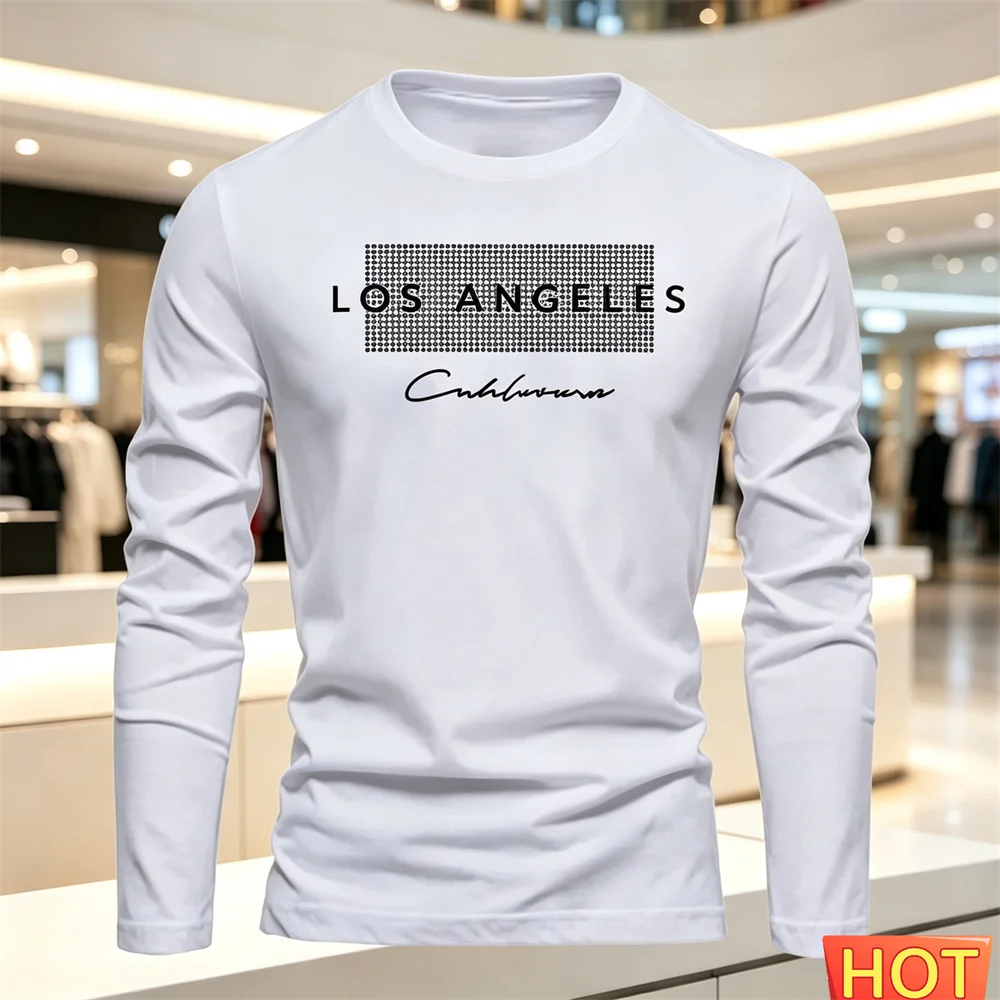 Men's Casual Long sleeved T-shirt New Autumn Winter Versatile Cotton Comfort T-shirt Letter loose men's hoodie tops men clothing