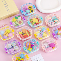 1set Cute Bento Box Dessert Makeup Eraser Set Student Back to School Season Christmas Prize Gift Reward erasers for kids