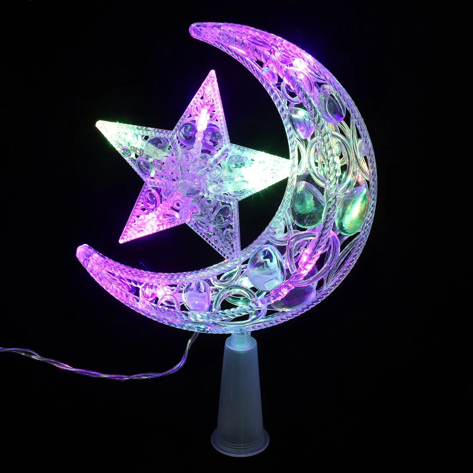 

Christmas Tree Top Star Lighted Topper Decorations Spherical Xmas Treetop Plastic