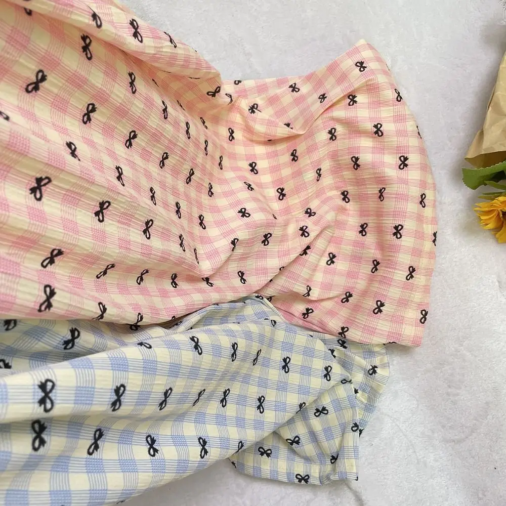 스트라이프 체크 리본 잠옷 바지 얇은 잠옷 바지 여성 홈웨어 실내외 격자무늬 긴 바지 봄 가을