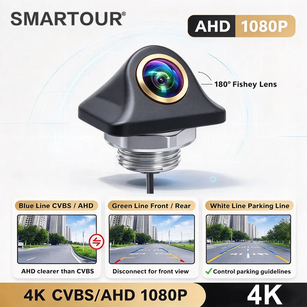 AHD 1920x1080P Fisheye Lens Metal Casing 20mm Drill Hole Camera Full Night Vision Flush Mount Vehicle HD Rear View Reversing